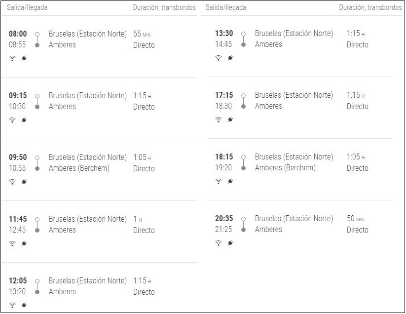 Horarios Bus de Bruselas a Amberes
