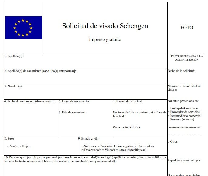 Solicitud de visado Schengen
