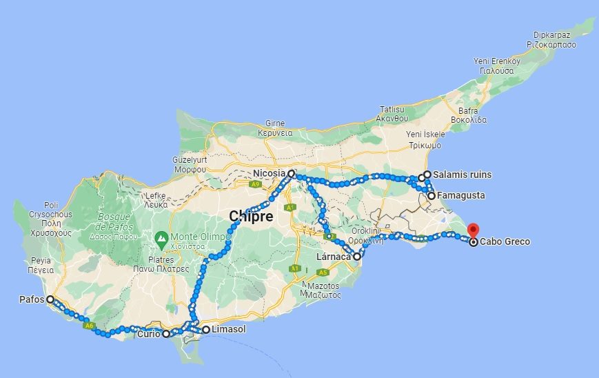 Mapa Viaje a Chipre 7 dias